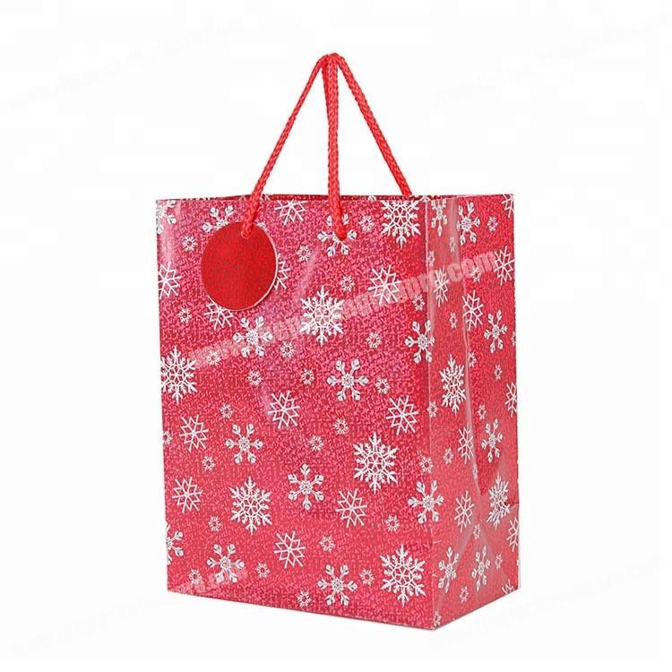 Custom snowflake christmas foil gift paper bags with PP handle