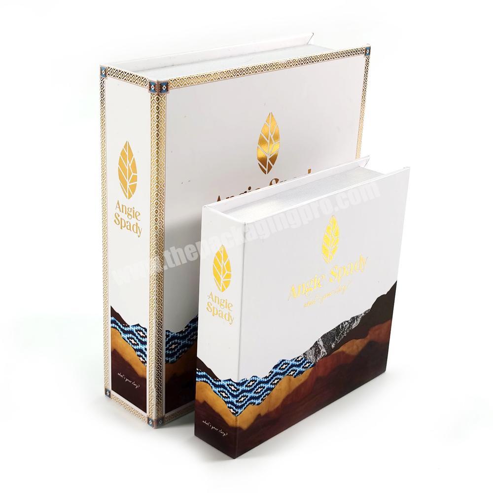 Custom Sponge Inside Cardboard Blank Book Shaped Style Christmas Magnetic Gift Box Packaging