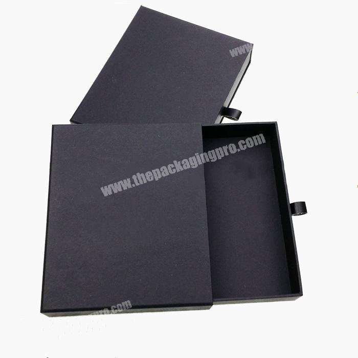 Custom Square Black Luxury Cloth Drawer Gift Box Sliding Packaging