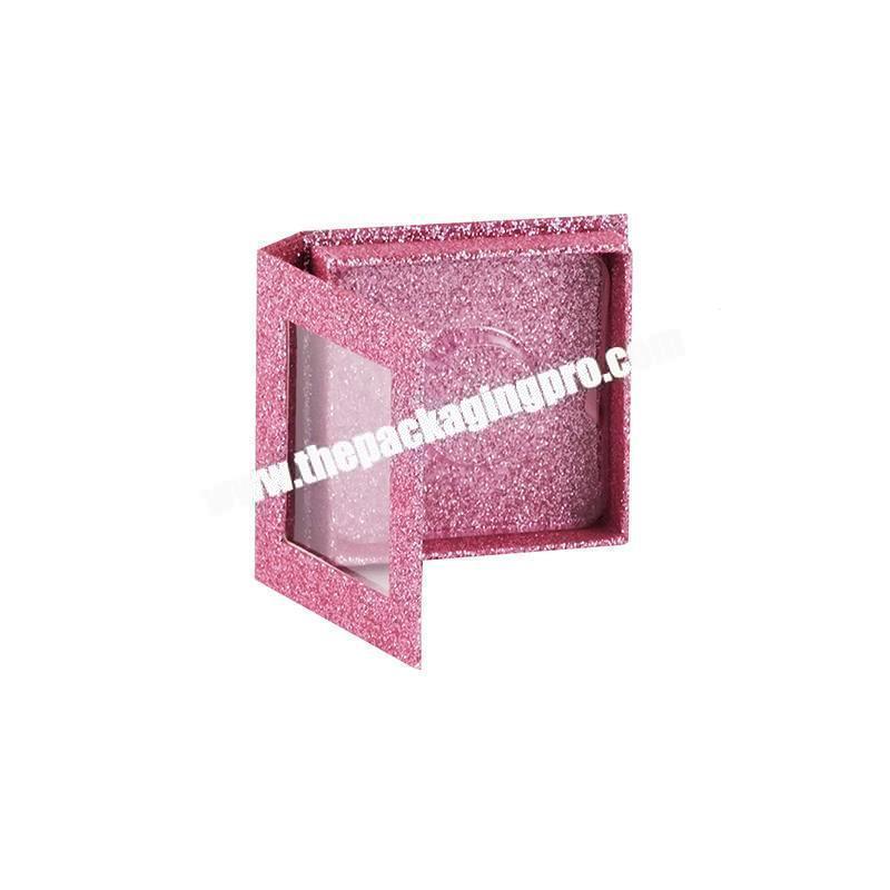 Custom square glitter pink 3D mink faux eyelash packaging gift paper box