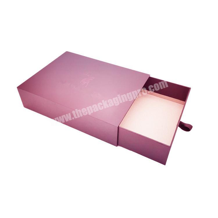 Custom square luxury purple slide drawer paper silk scarf packaging gift box