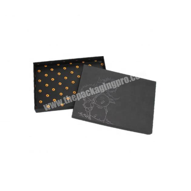 Custom square luxury white cardboard small black box packaging for shirt clothing