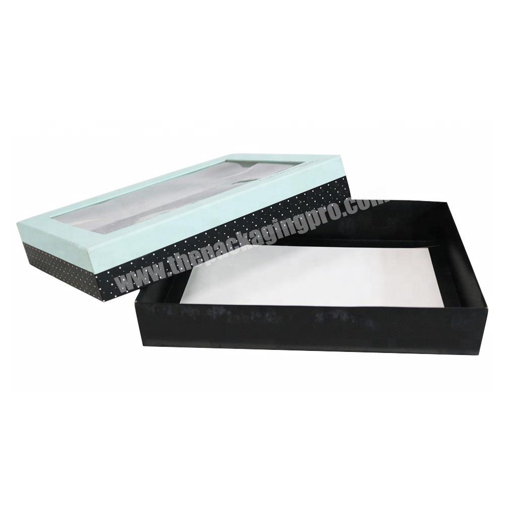 Custom square shape paper cardboard box packaging for clothing with clear window