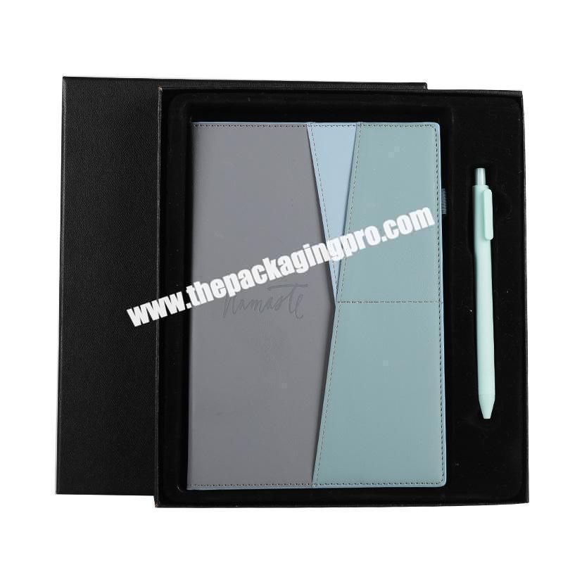 Custom Stationery Luxury Refillable Ring Binding Notebooks Gift Set Business Office  Pu Leather Notebook With Box And Pen