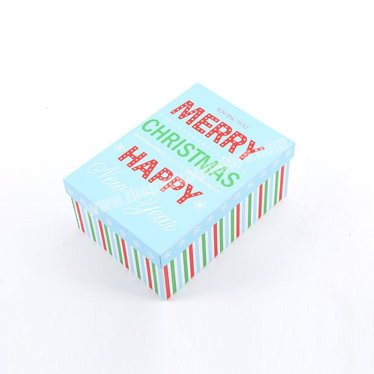 Custom Striped Printed Happy New Year Cardboard Gift Packaging Boxes with Lid