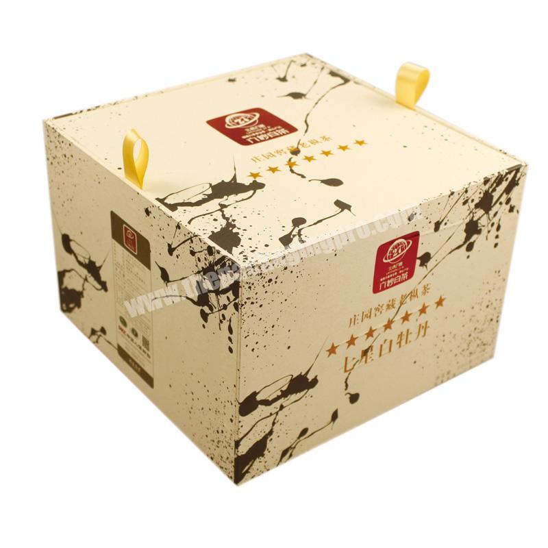 Custom Textured Fabric Paper Lid Off Cardboard Tea Tin Gift Packaging Box