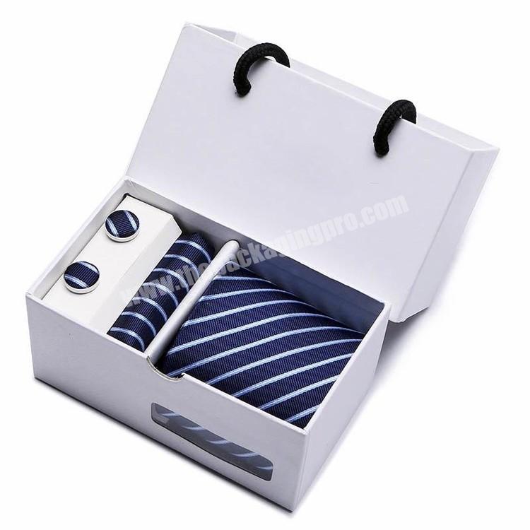 Custom Tie White Paper Packaging Gift Box with Handle and PVC Window