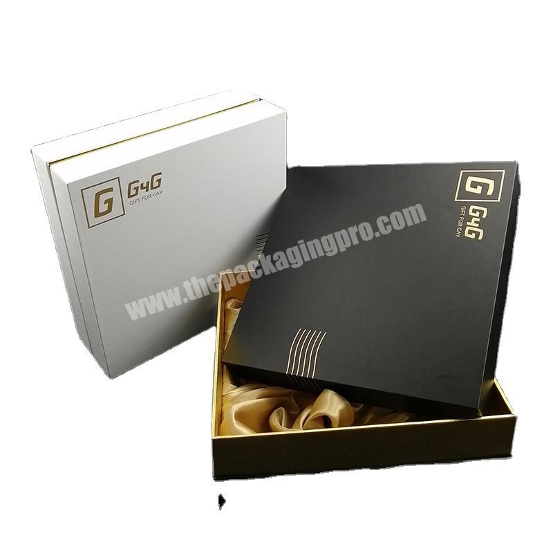 Custom Top and Base Bottom Cover Style 2 pieces Packing Cardboard Gift Paper Box With Neck Gold Foil Printing