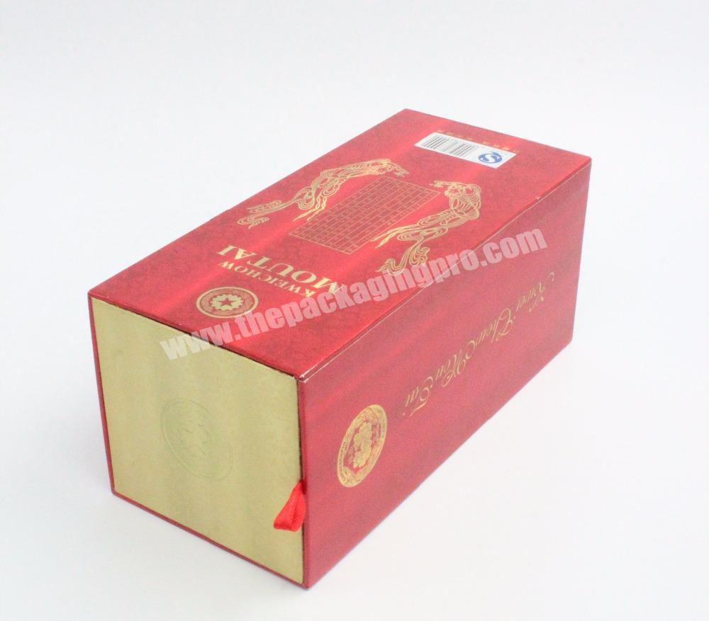 Custom Top Quality Wine Packaging Box Bottle Cardboard Gift Box with Gold Hot Stamping Logo