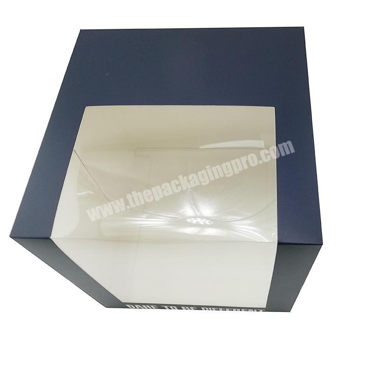custom transparent PVC Window Black Paper Folding Hat display Box with Logo