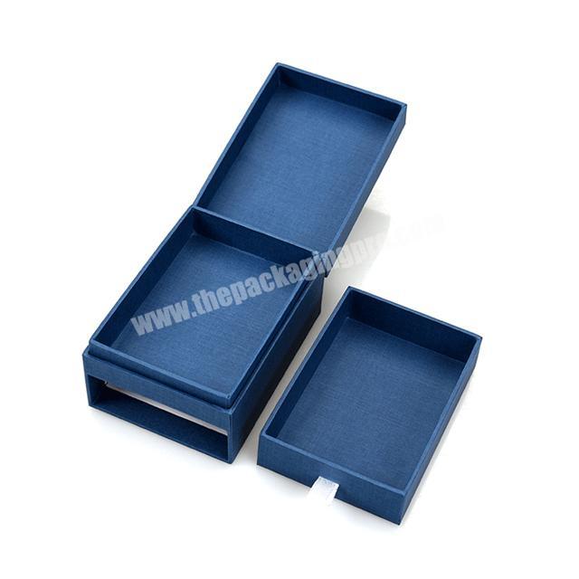 Custom Travel 2 Layers Hardboard Paper Jewelry Storage Box with Drawer