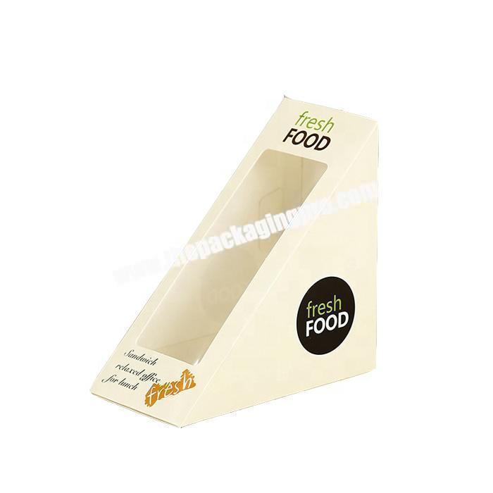 Custom triangle cardboard paper sandwich packaging box with transparent window