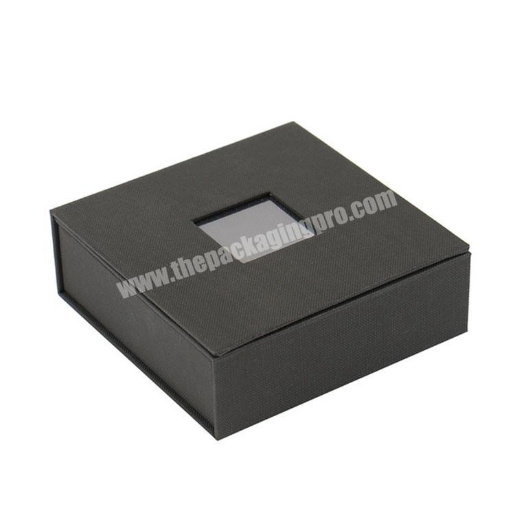custom tuck top clear pvc black jewelry box packaging with velvet