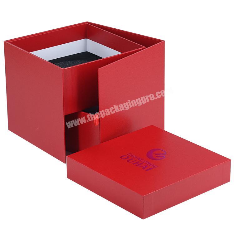 Custom two layers decorative cardboard packaging favor wedding gift box with lid