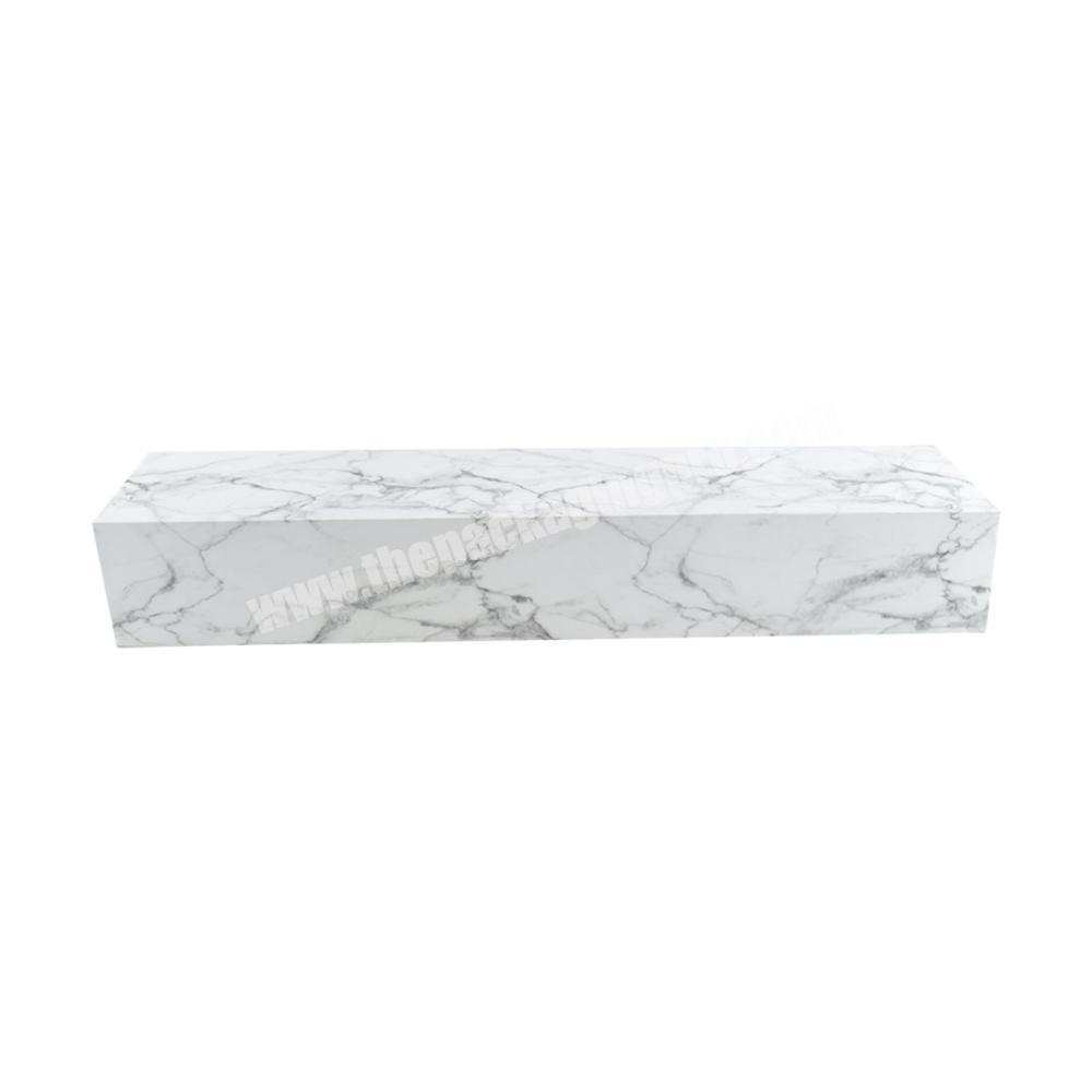 Custom two pieces white cardboard paper gift boxes for hair lid and base packaging box with marbling for packing