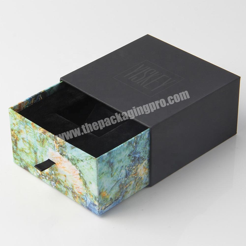 custom unique small square black paper marble flower gift box
