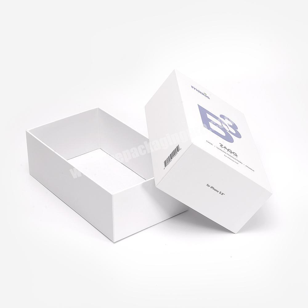 Custom UV Logo Recyclable 2 Pieces Cardboard Packaging Lid And Base White Phone Paper Gift Box