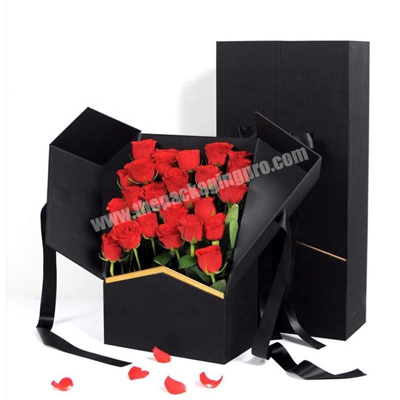 Custom Wedding Bouquet Rose Gift Box Squaret Shape Flower Packaging Box