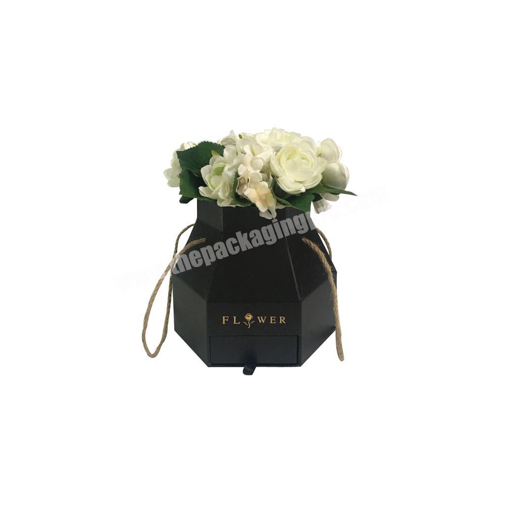 Custom wedding decoration cardboard luxury chocolate praline gift flower box with candy drawer and handle
