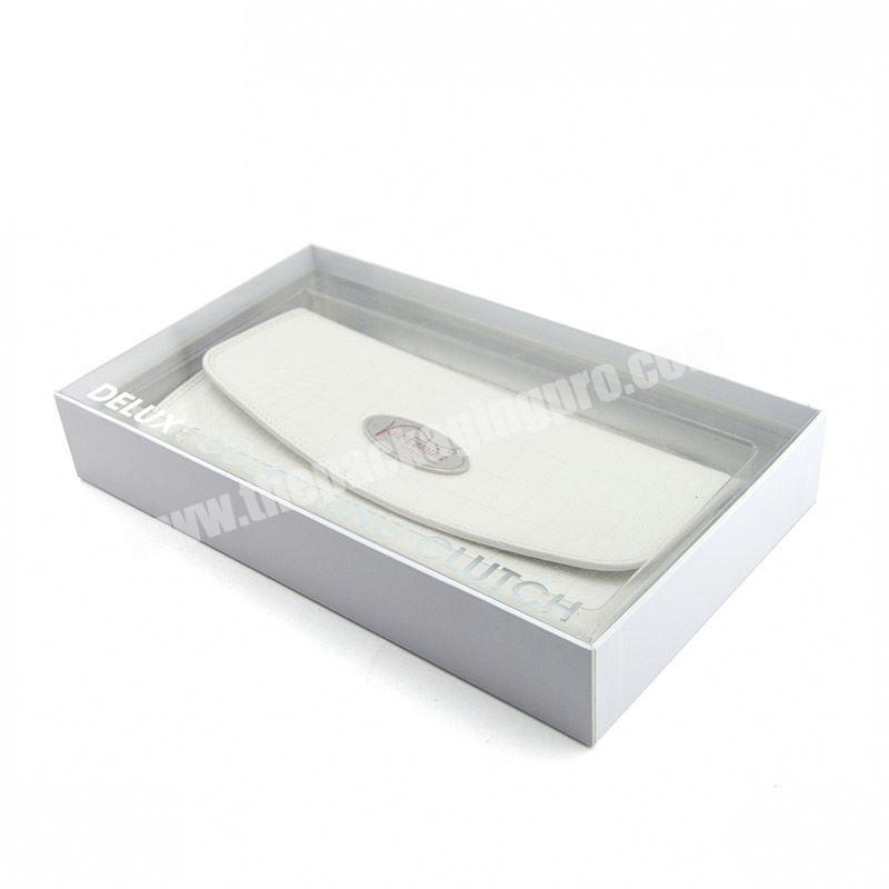 Custom White Cardboard Gift Paper Wallet Box With Transparent Lid