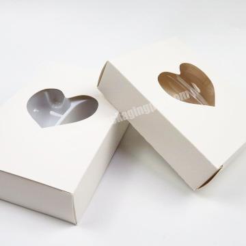 Custom White Heart Shape  Window Packaging Paper Box With PVC Inserts