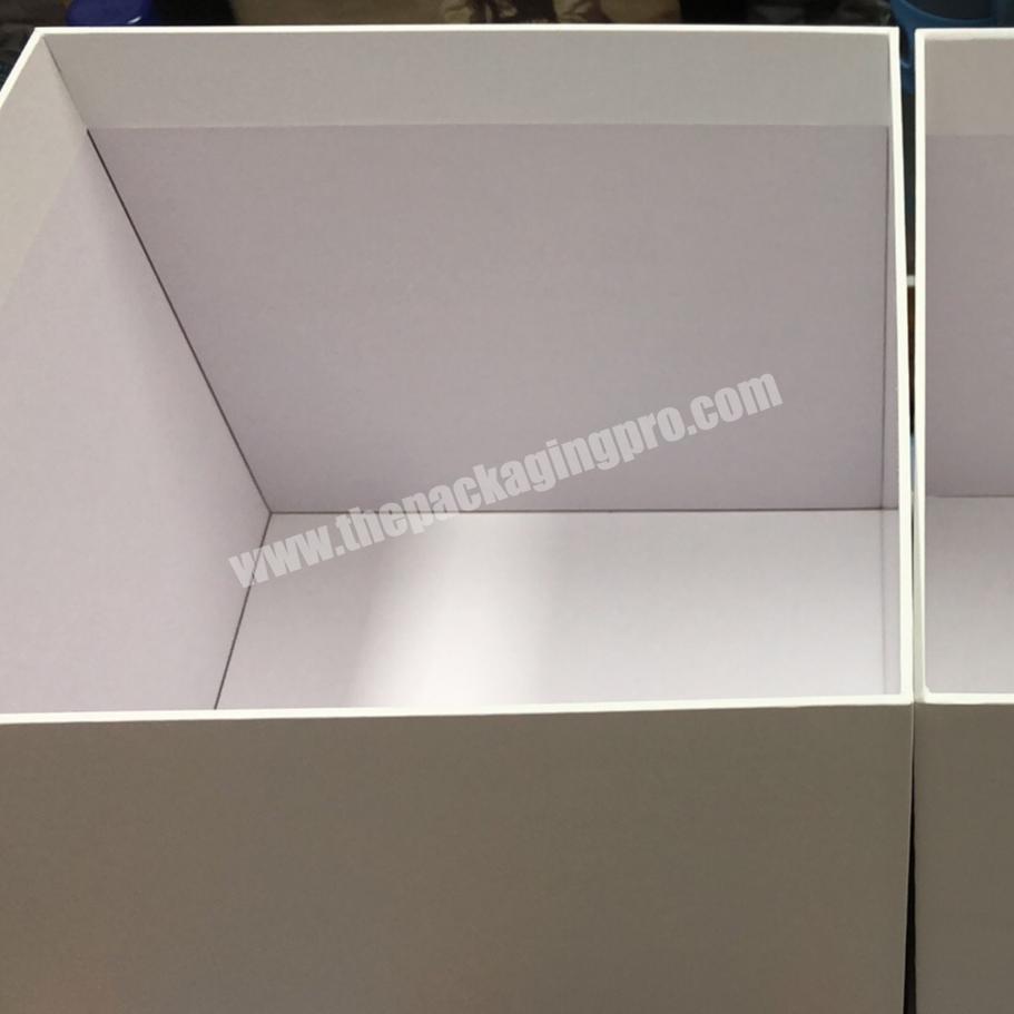 Custom White High Quality Rigid Cardboard paper Packing box with logo ribbon