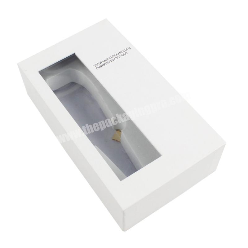 Custom White Luxury Packaging Open Window Cosmetic Instrument Paper Box