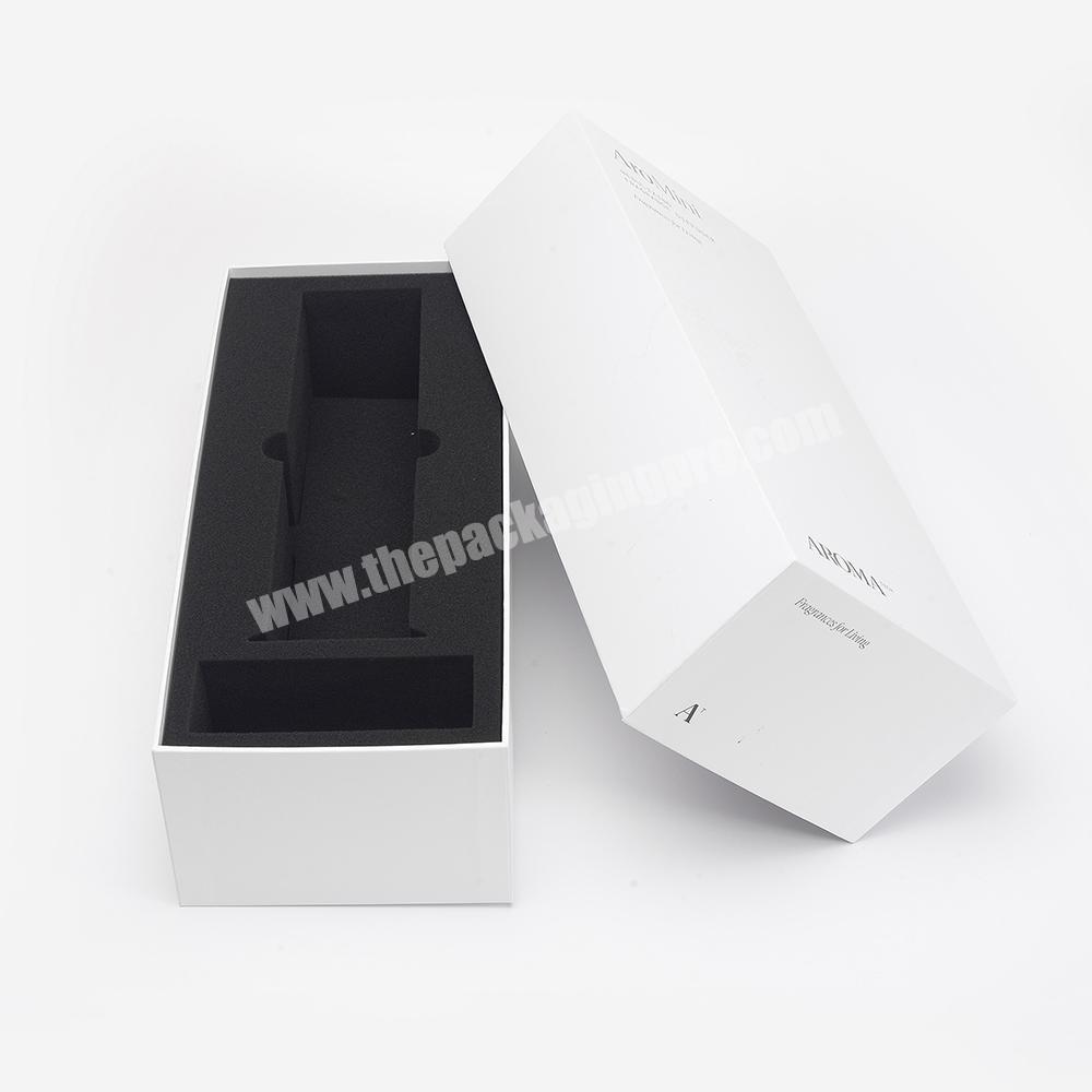 Custom White Matt Lamination Base And Lid Electronics Wine Packaging Cardboard Gift Box With Sponge