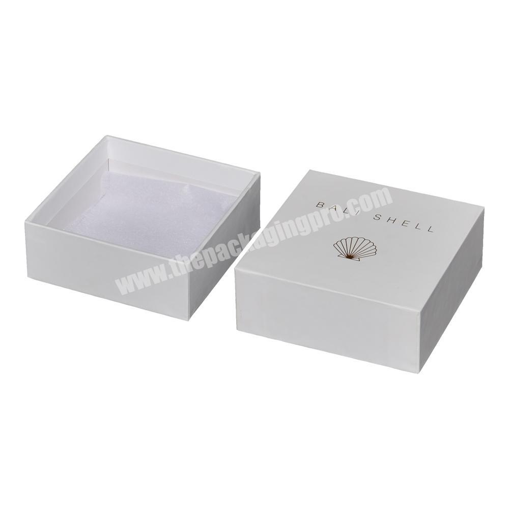 Custom white recycled paper cardboard lid and base rigid gift box for jewelry packaging