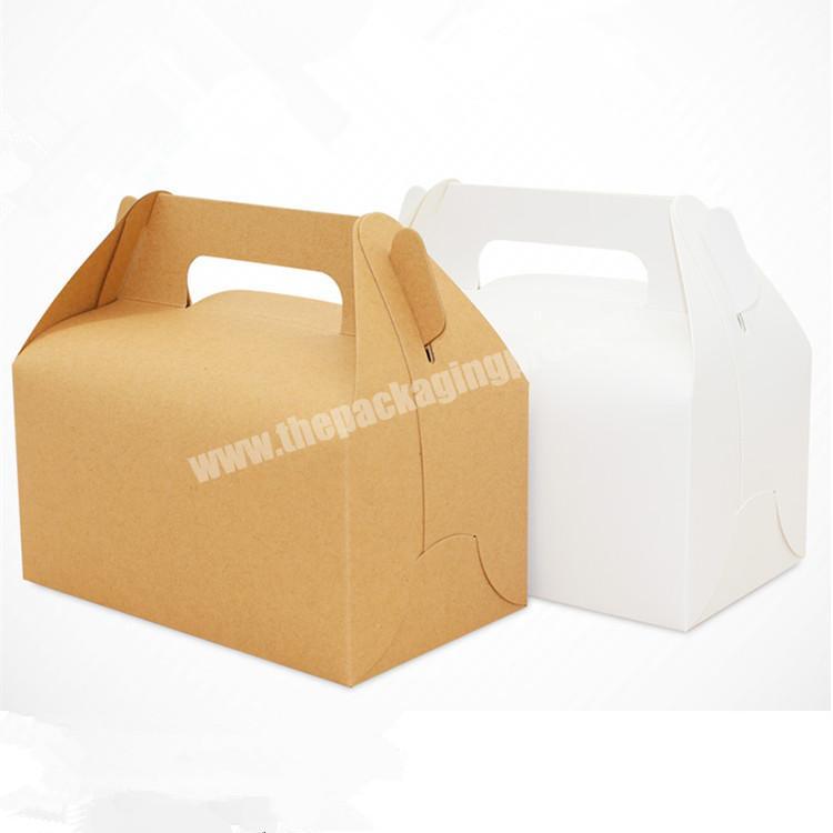 Custom whitebrown kraft paper food boxes snack take away packaging box with handle