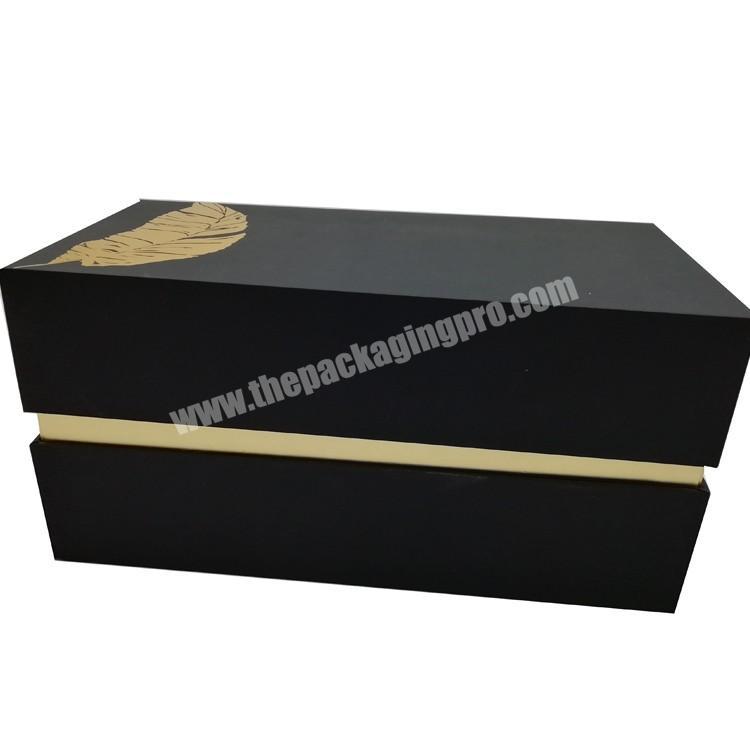 Custom Wholesale Gold Hot Stamping Black Long Gift Box With Lid