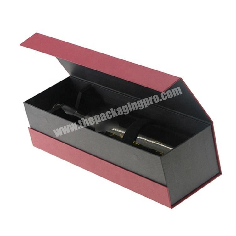 Custom Wholesale Magnetic Paper Luxury Black Kraft Card Large Carton Wine Wedding Gift Box