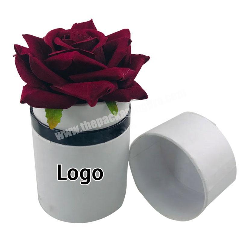 Custom your own white color smooth surface only one rose round box shoulder neck flower box