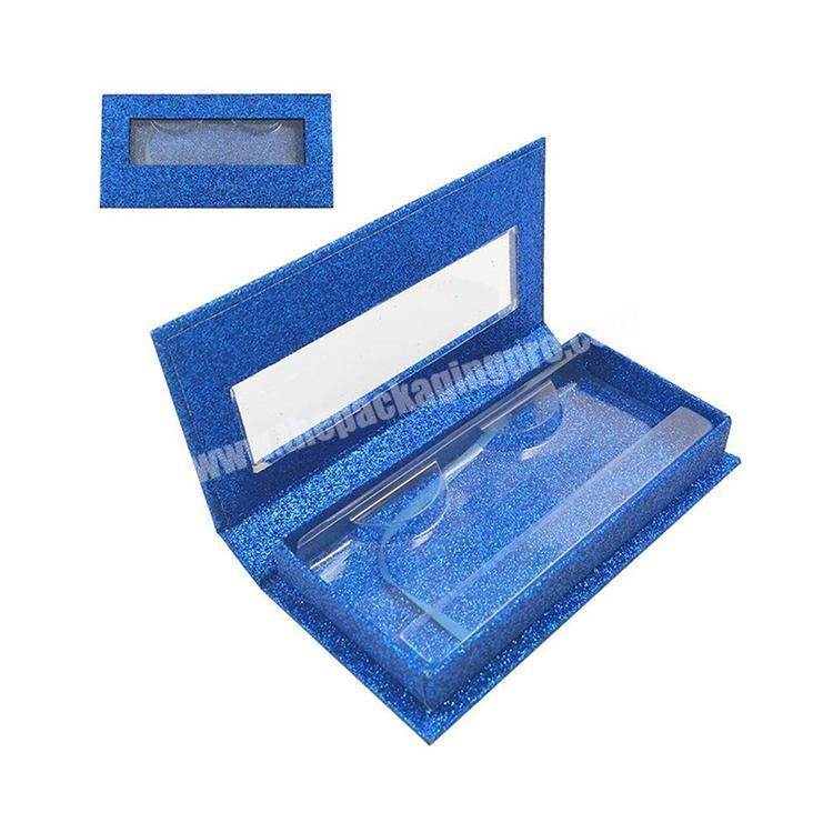 Customised false eyelash boxes blue glitter eyelash packaging box packages for gifts and products