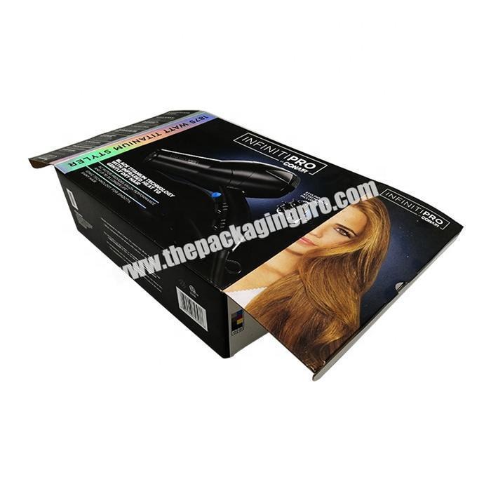 Customised flexo matte black corrugated packaging hair dryer box