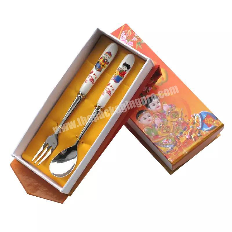 Customised Shaped Chopsticks Spoon Pocket Chef Knife Sets Luxury Gift Packaging Paper Box With Your Own Logo For Kitchen Cutlery