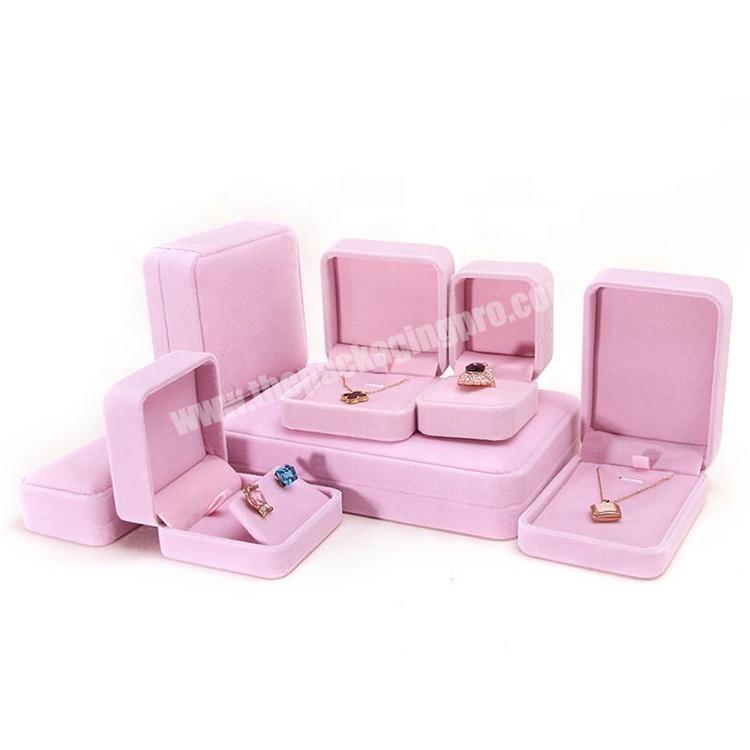 Customizable Low Moq Fashion Elegant Package Pink Multi-Purpose High Grade Plush Set Boxes Display Wedding Jewelry Box