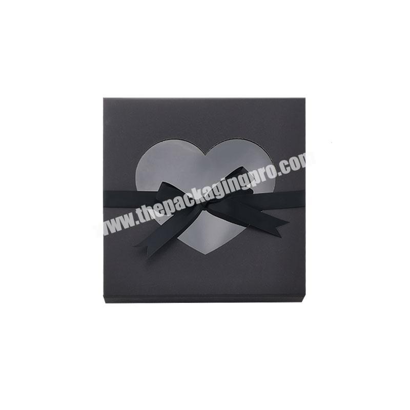Customization your own logo design black magnetic gift box with ribbon