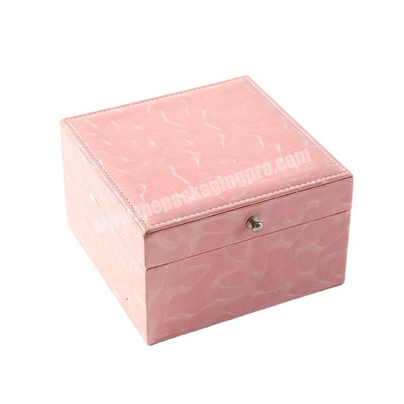 customize Girls Organizer Earring Leather Por table Jewel Case Jewelry Packaging Gift Boxes with mirror Jewelry Box