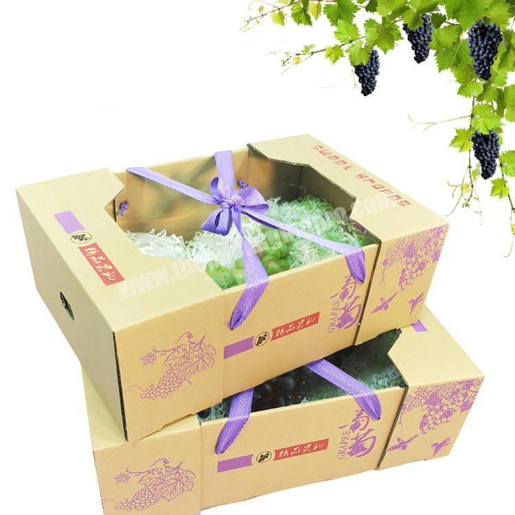 Customize logo print rigid fruit corrugated packaging box fruits mailing tray with handle