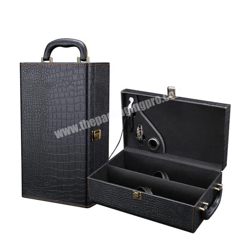 Customize packaging luxury PU leather gift 1 2 pcs glass wine box