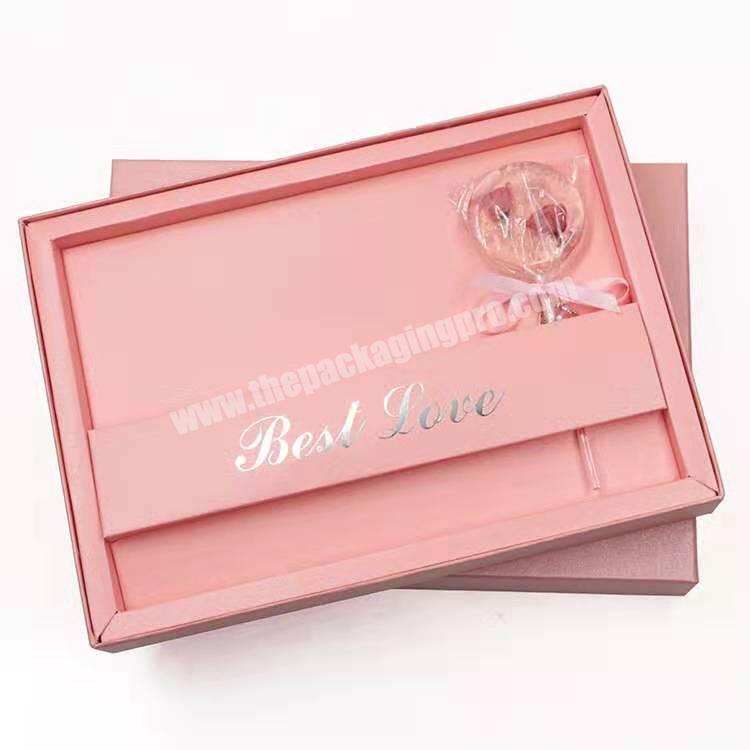 Customize pink paper packing with christmas decoration book shape gift boxes