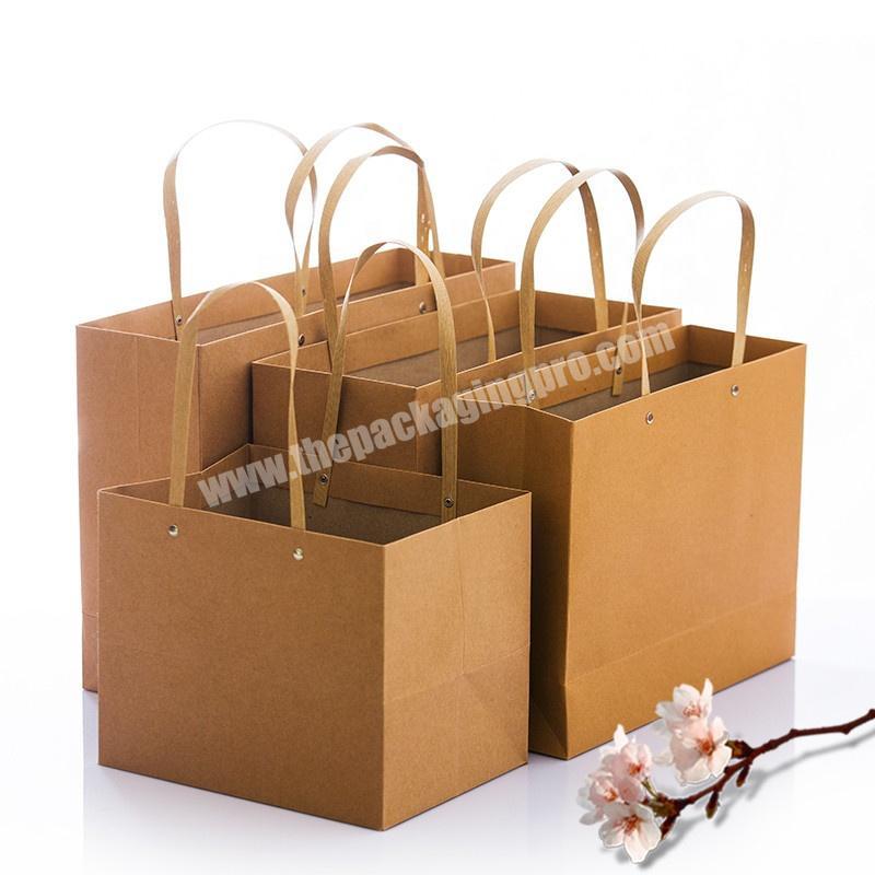 Customize Printed Various Colors Brown Black 250gsm Kraft Paper Shopping Bag Gift Packing Bags With Handles
