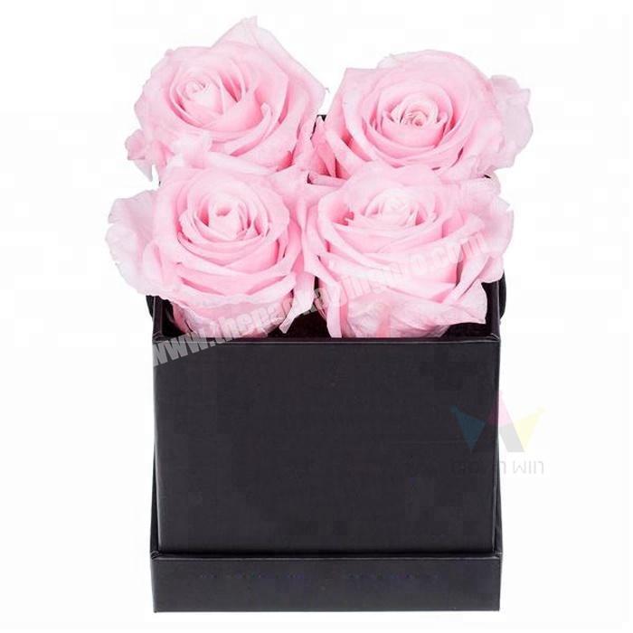 Customized Black Color Square Shape Flower Boxes For Rose