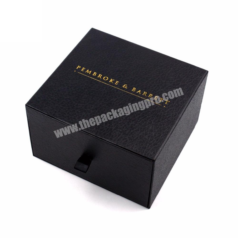 Customized Black Paper Box With Gold LOGO Drawer Paper Box For Clothing
