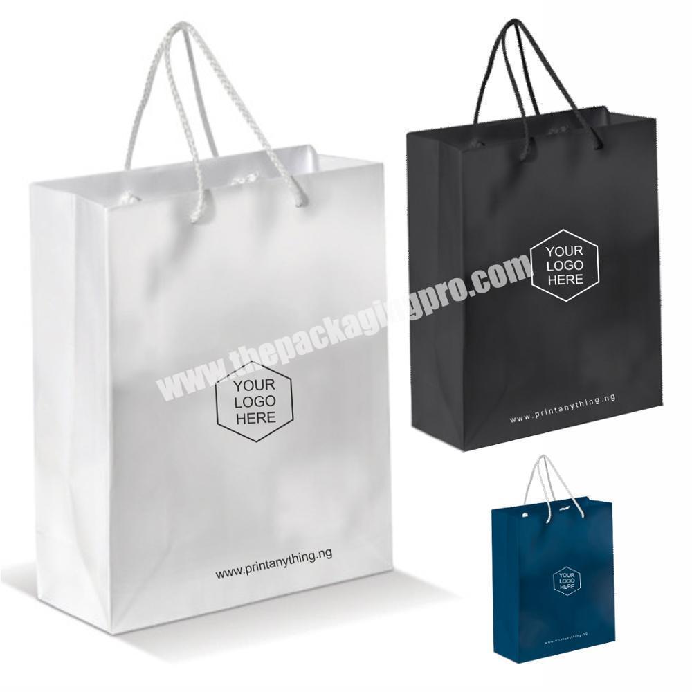 customized Black printing Recycled paper bulk white craft paper bolsas personalizadas bag with twisted handle