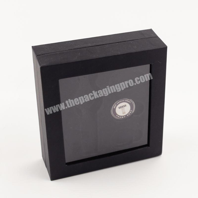 Customized black simple luxury  PVC window lid and base box with padding