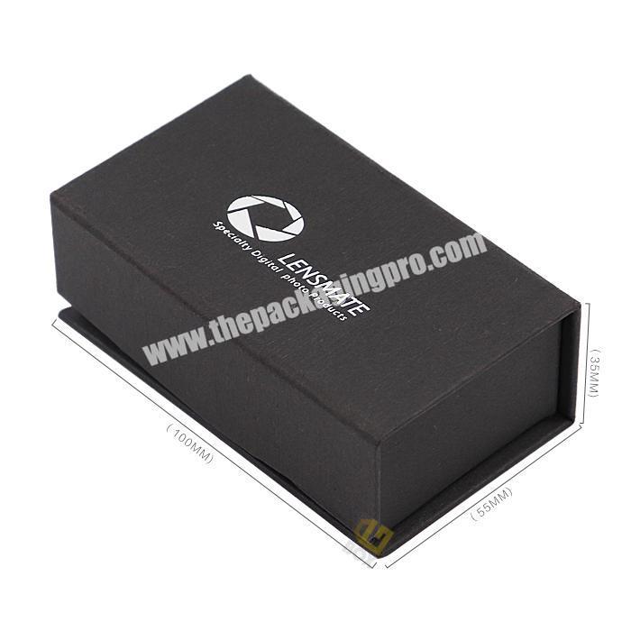 Customized Black Special Paper Silver Hot Stamping Logo Cardboard Magnetic Makeup Brushes Safe Paper Box