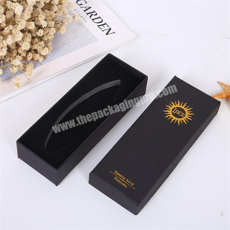 Customized Black Top And Bottom Cardboard Small Gift Paper Box Packaging With Foil Logo