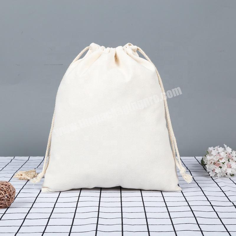 Customized blank large cotton canvas drawstring advertising packaging bag with logo